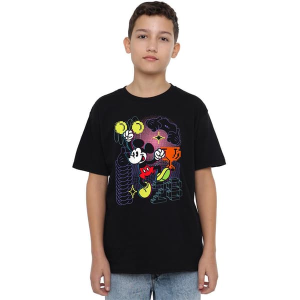 Mickey Mouse Barn/Barn Pixel T-Shirt 7-8 År Svart Black 7-8 Years
