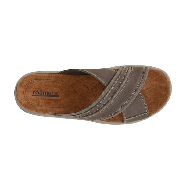 Roamers herr Nubuck Crossover Strap Mules 10 UK Brun Brown 10 UK