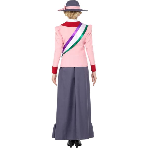 Smiffys Dam/Kvinnor Deluxe Viktoriansk Suffragettdräkt Set Grey/Pink S