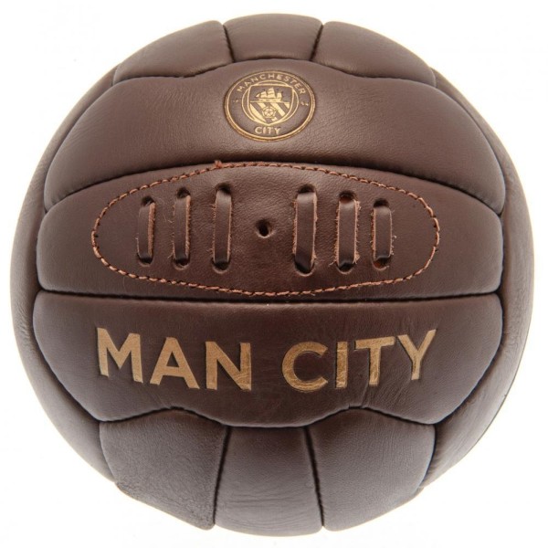 Manchester City FC Retro Leather Heritage Football One Size Bro Brown One Size