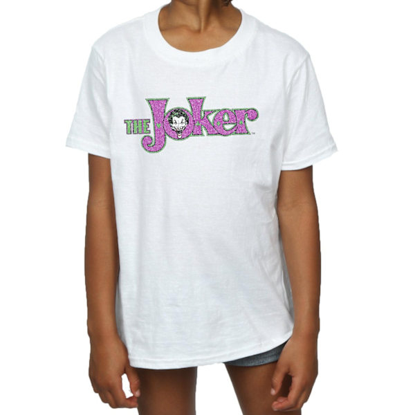 DC Comics Girls The Joker Crackle Logo Bomull T-shirt 5-6 år White 5-6 Years