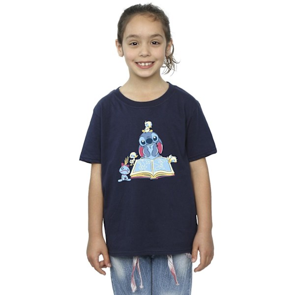 Disney Flickor Lilo & Stitch Läser En Bok Bomulls T-shirt 12-13 Sports Grey 12-13 Years