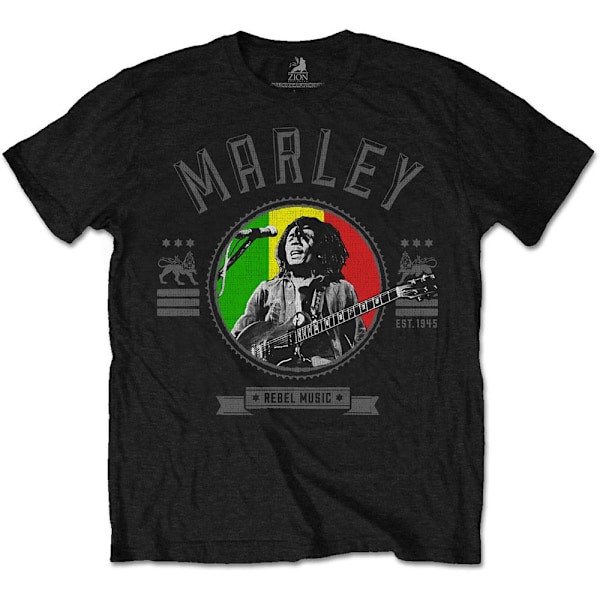 Bob Marley Unisex Vuxen Rebel Music Seal T-Shirt XL Svart Black XL