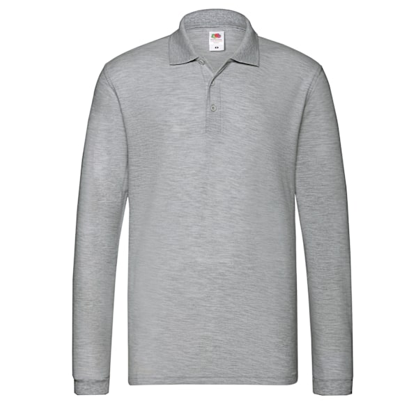 Fruit of the Loom Premium Heather Long-Sleeved Polo Shirt för män Athletic Heather Grey S