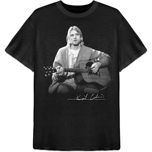 Kurt Cobain Unisex Vuxen Gitarr Live Fotoshoot Bomull T-shirt Black M