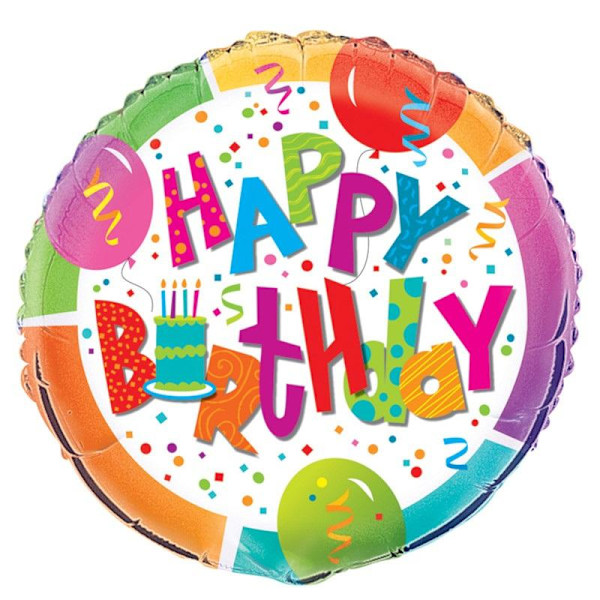 Unik fest Jamboree rund Happy Birthday folieballong en storlek Multicoloured One Size