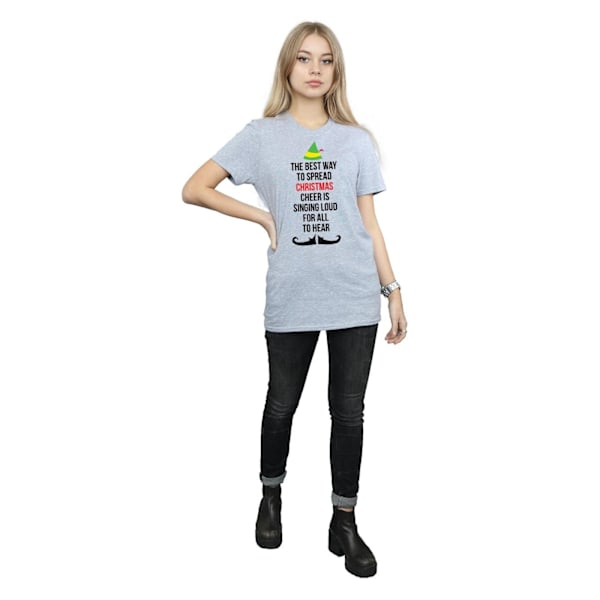 Elf Dam/Damer Julglädje Text Bomull Boyfriend T-Shirt Sports Grey 3XL