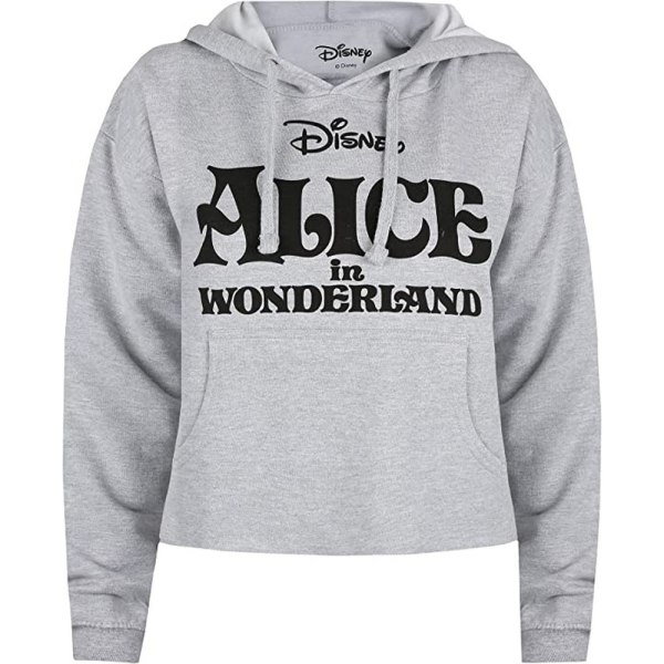 Alice In Wonderland Dam/Dam Logotyp Crop Hoodie L Heather Gr Heather Grey/Black L
