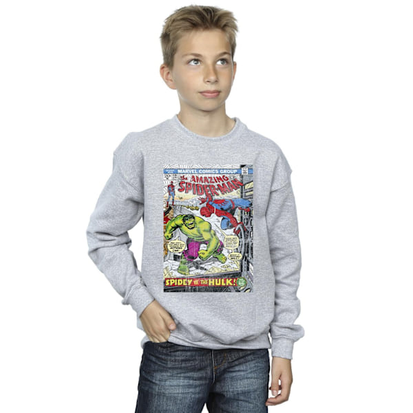 Marvel Boys Spider-Man VS Hulk Cover Sweatshirt 7-8 år Sport Sports Grey 7-8 Years