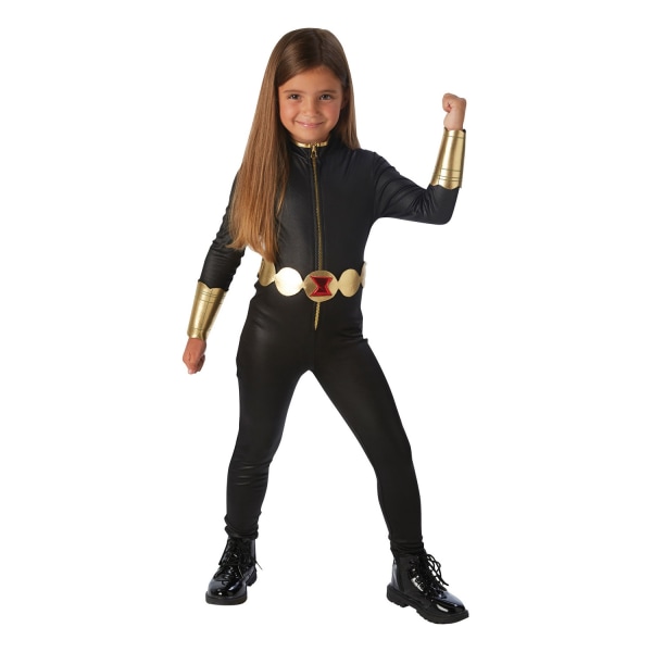 Avengers Assemble Girls Black Widow Costume 7-8 Years Black/Gol Black/Gold 7-8 Years