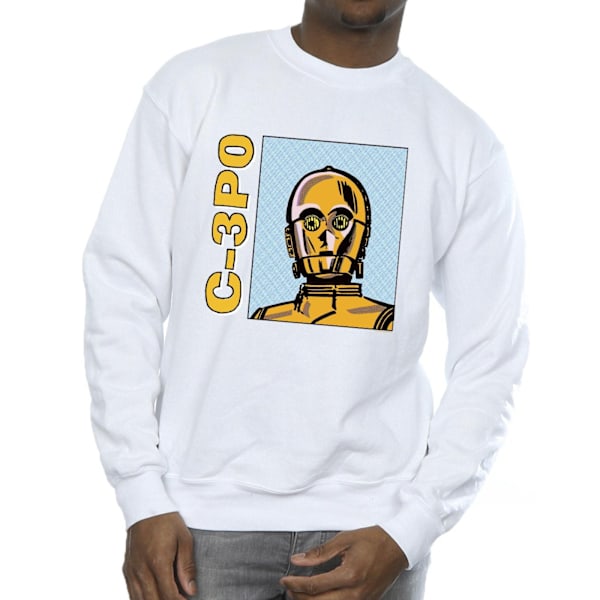 Star Wars C3PO Line Art Sweatshirt för män, M, vit White M