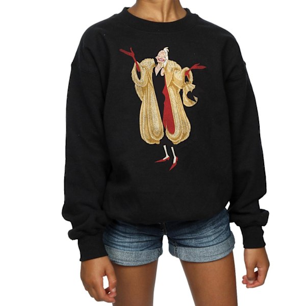 101 Dalmatiner Flickor Klassisk Cruella De Vil Heather Sweatshirt Black 9-11 Years