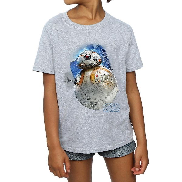 Star Wars: The Last Jedi T-shirt för flickor med BB-8, borstad, 7-8 år, S Sports Grey 7-8 Years