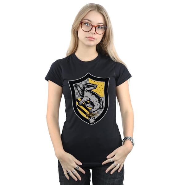 Harry Potter Dam Hufflepuff Crest Platt Bomulls T-shirt Black S