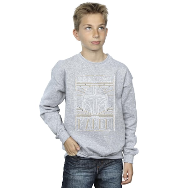 Star Wars The Mandalorian The Way Outline Helm Sweatshirt för pojkar Sports Grey 9-11 Years