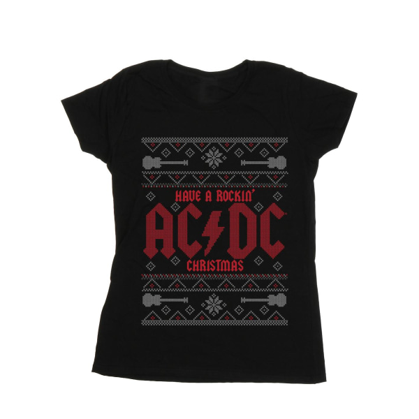ACDC Kvinnor/Damer har en Rockin Christmas T-shirt i bomull L Bla Black L