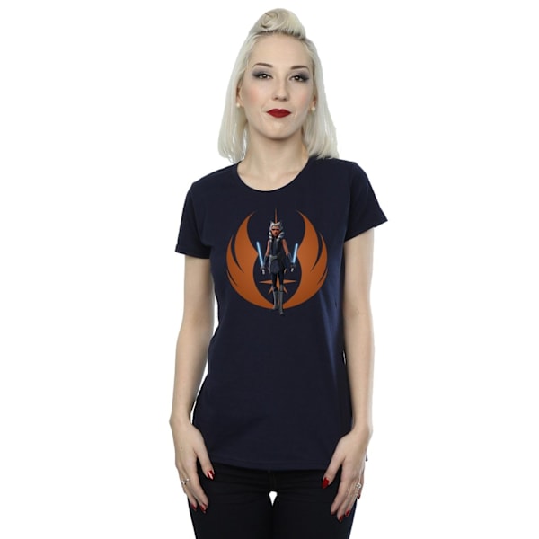 Star Wars Dam/Kvinnor Klonkrigen Ahsoka Rebell Pose Bomull T-shirt L Marinblå Navy Blue L