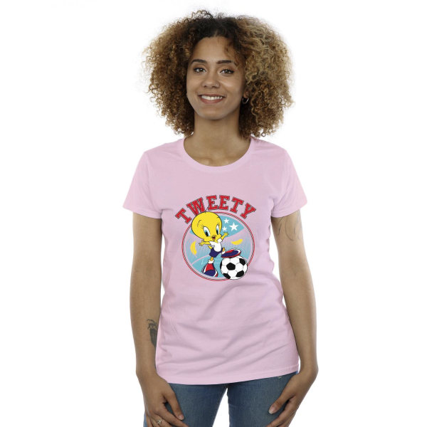 Looney Tunes Dam/Dam Tweety Football Circle T-Shir i bomull Baby Pink M