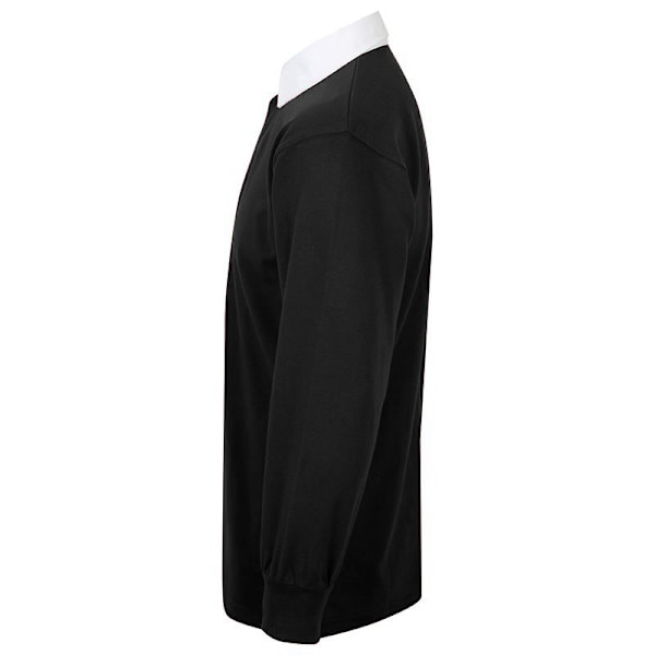 Front Row Long Sleeve Classic Rugby Polo Shirt 5XL Svart/Vit Black/White 5XL