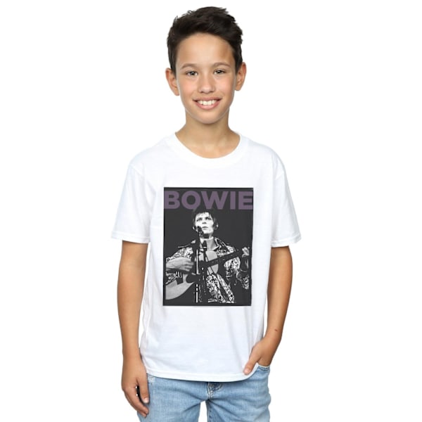 David Bowie Boys Rock Poster T-Shirt 7-8 år Vit White 7-8 Years