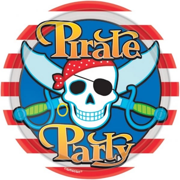 Amscan Piratdesign Partytallrikar (Förpackning om 8) One Size Vit/Röd/Blå White/Red/Blue One Size