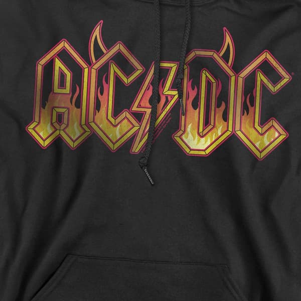 AC/DC Herr Fire Logo Hoodie S Svart Black S