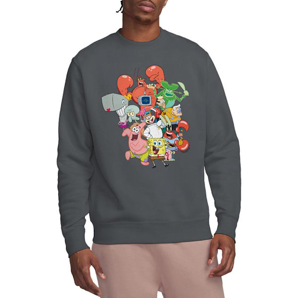 SvampBob Fyrkant Unisex Vuxen Hela Gänget Sweatshirt M Charcoal M