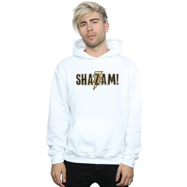 DC Comics Herr Shazam Text Logotyp Hoodie M Vit White M