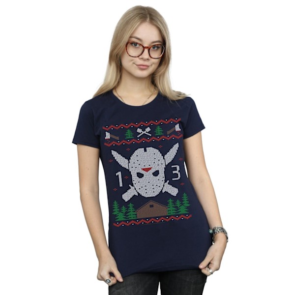 Fredag den 13:e Dam/Dam Jul Fair Isle Bomull T-shirt XL Navy Blue XL