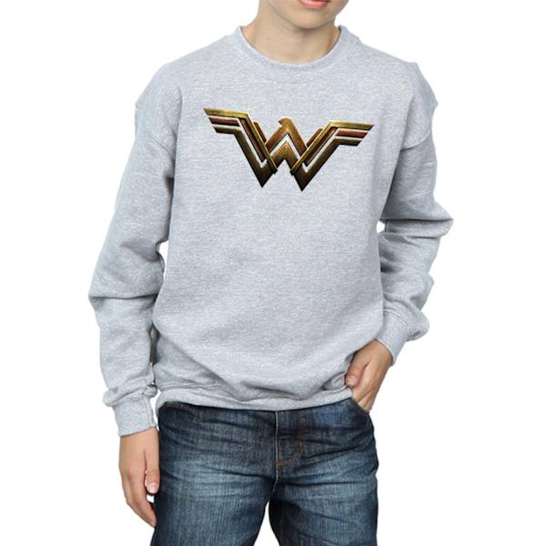 DC Comics Boys Justice League Movie Wonder Woman Emblem Sweatshirt Sports Grey 7-8 Years