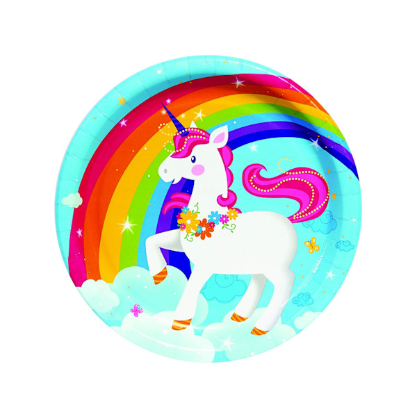 Bristol Novelty Fairytale Unicorn Pappersplattor (Förpackning om 8) L Blå Blue L