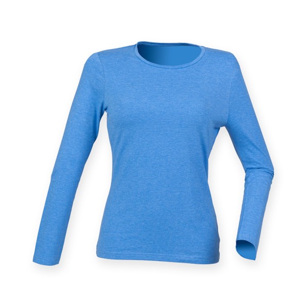 SF Dam/Kvinnor Feel Good Stretch Långärmad T-shirt 16 UK H Heather Blue 16 UK