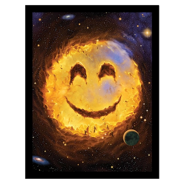 Vincent Hie Galaxy Smile Inramad Poster 40cm x 30cm Svart/Gul Black/Yellow 40cm x 30cm
