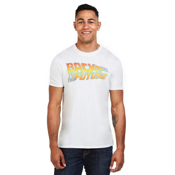 Back To The Future Herr T-shirt i bomull med logotyp M Vit White M