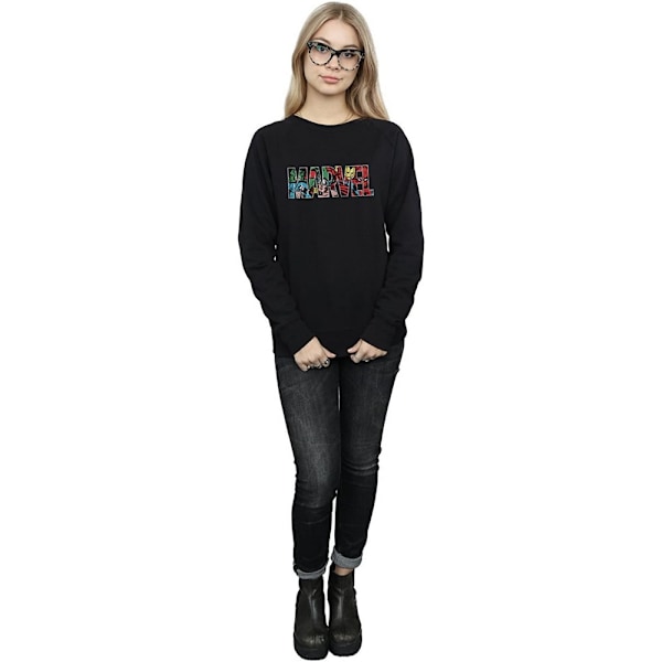 Marvel Comics Dam/Damer Infill Logo Sweatshirt L Svart Black L