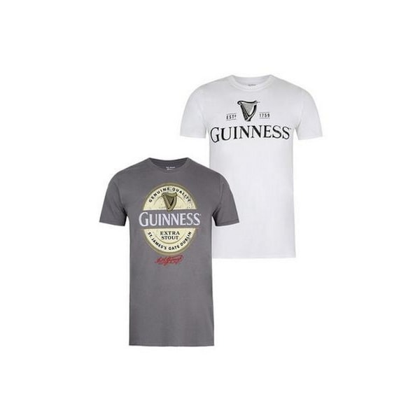 Guinness herrlogotyp T-shirt (2-pack) M Khaki/Vit Khaki/White M