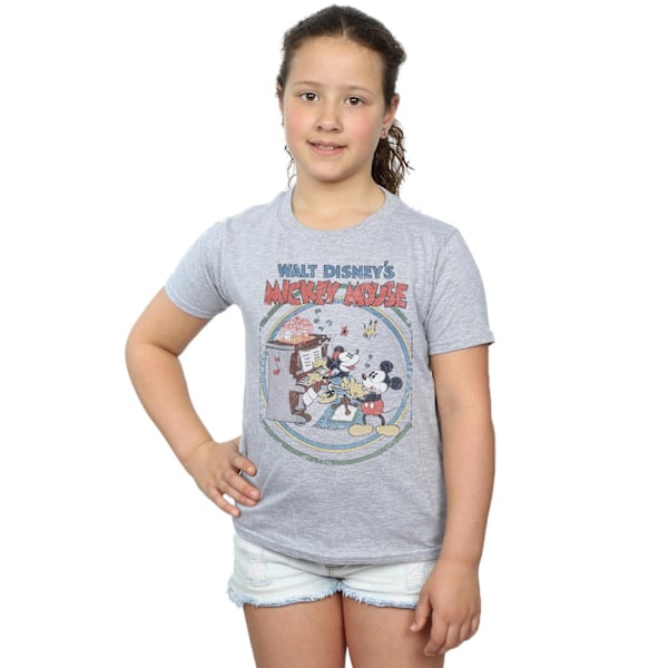 Disney Girls Mickey Mouse Piano Bomull T-shirt 5-6 År Sport Sports Grey 5-6 Years