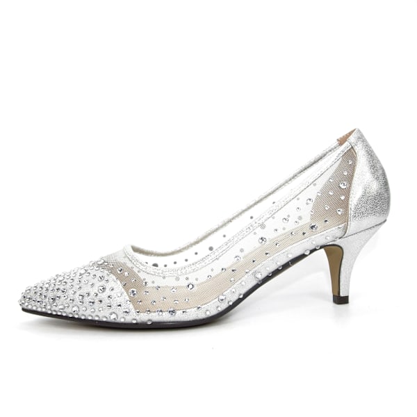 Lunar Dam/Dam Alisha Faux Gemstone Court Shoes 5 UK Silver Silver 5 UK