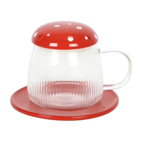 Something Different Svampp Glasmugg & Fat En Storlek Röd/Klar Red/Clear One Size