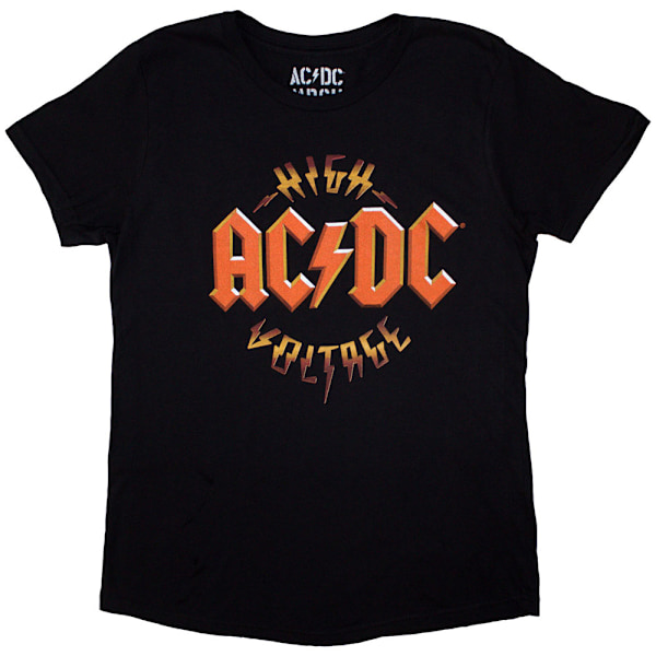 AC/DC Dam/Kvinna High Voltage Rock N Roll T-shirt med tryck på ryggen Black M