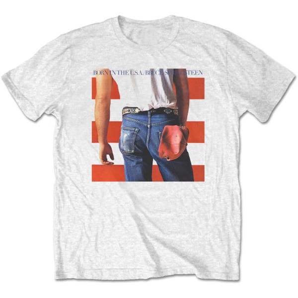 Bruce Springsteen Unisex Vuxen Född i USA T-shirt XL Vit White XL
