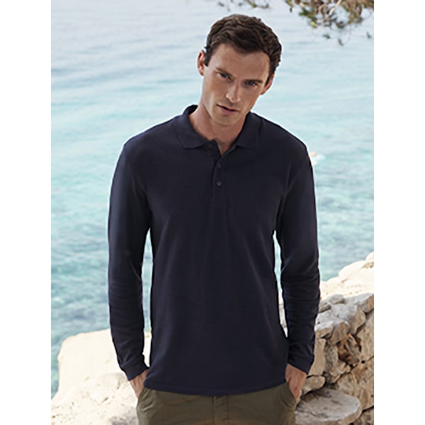 Fruit Of The Loom Premium Långärmad Poloskjorta för Herr M Deep Na Deep Navy M