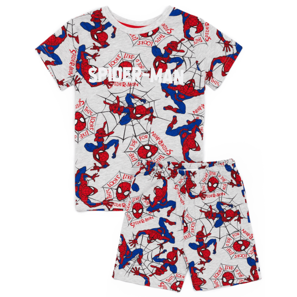 Spider-Man pojke kortärmad pyjamas set 7-8 år grå Grey 7-8 Years