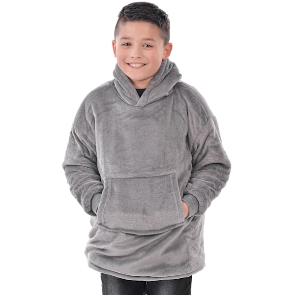 Ribbon Barn/Barn Sherpa Vändbar Oversize Hoodie En Storlek Grå Grey One Size