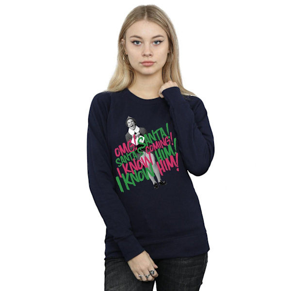 Elf Dam/Damer Jultomten Kommer Sweatshirt M Marinblå Navy Blue M