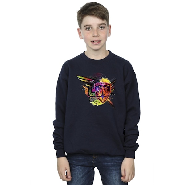 Marvel Boys Guardians Of The Galaxy Abstract Shield Chest Sweat Navy Blue 3-4 Years