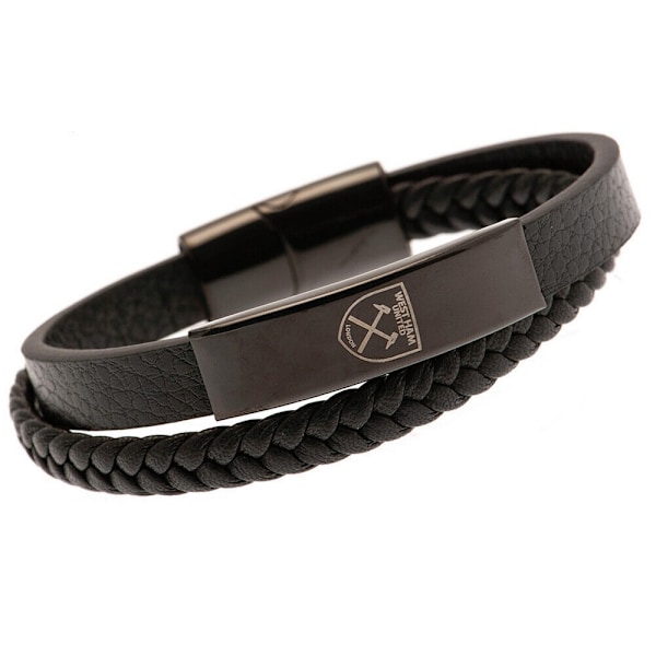 West Ham United FC Läder Crest Armband En Storlek Svart Black One Size