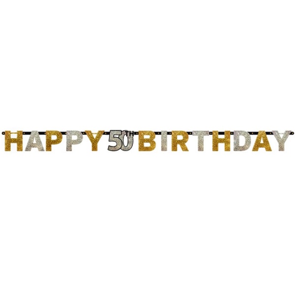 Amscan Prism Sparkling Celebration 50-årsdag Bokstavsbanderoll Gold/Silver One Size