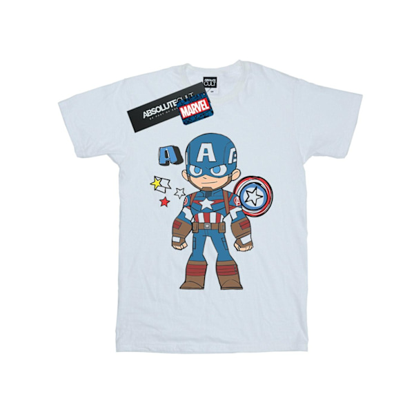 Marvel Dam/Damer Captain America Sketch Bomull Boyfriend T-Shirt White L