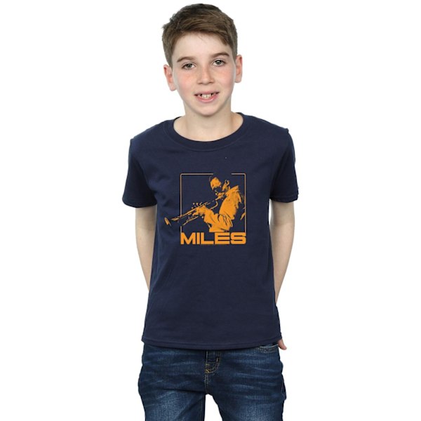 Miles Davis Boys Orange Square T-Shirt 12-13 år Marinblå Navy Blue 12-13 Years